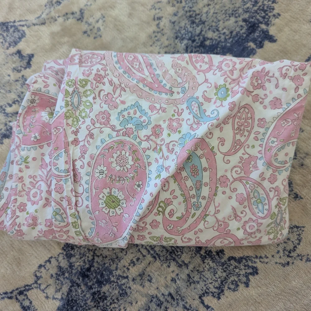 Pottery Barn Kids Duvet Brooklyn Pink and Green Paisley Twin Size